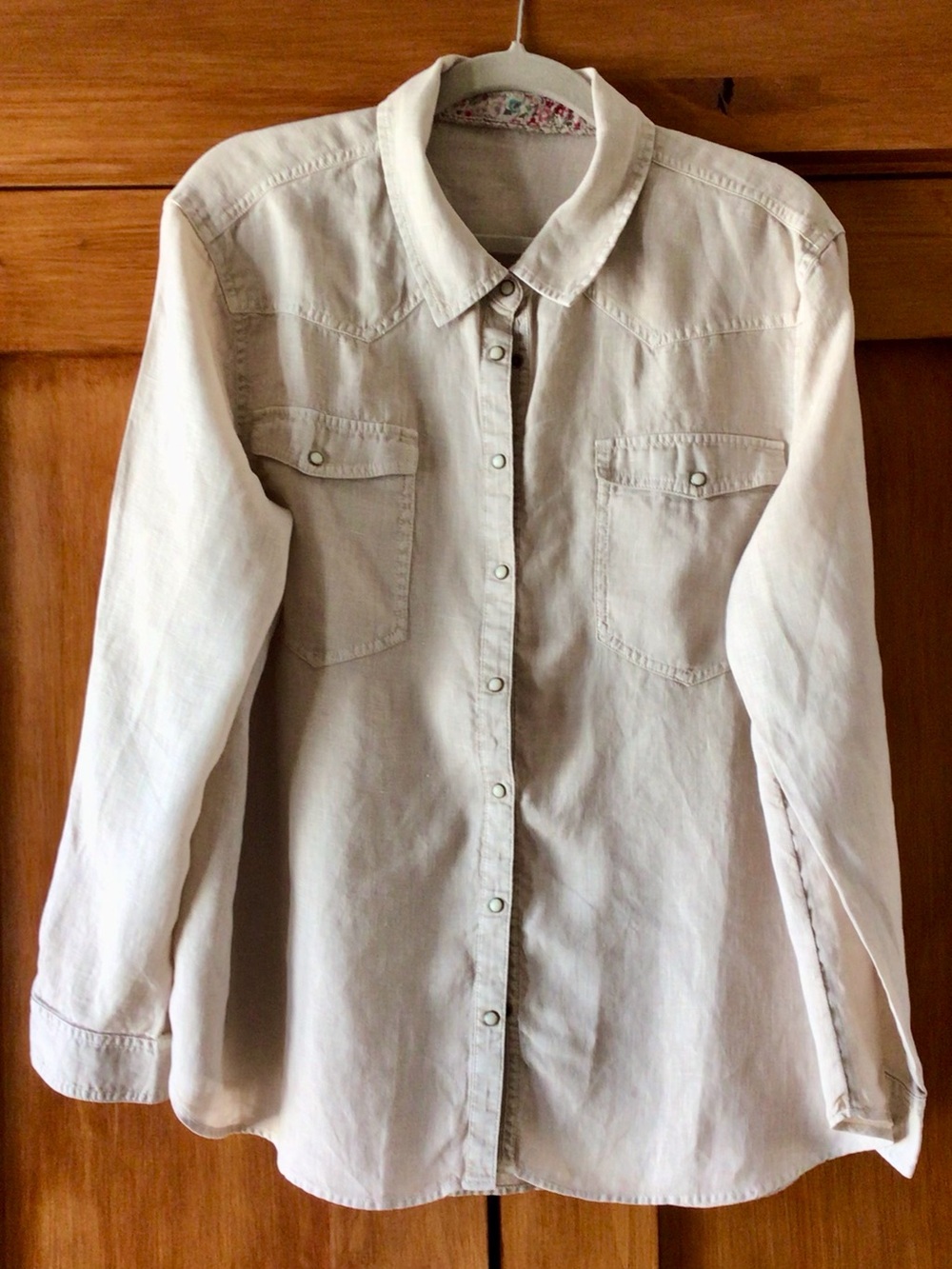 Sundance Beige Casual Button-Down Western Style Shirt